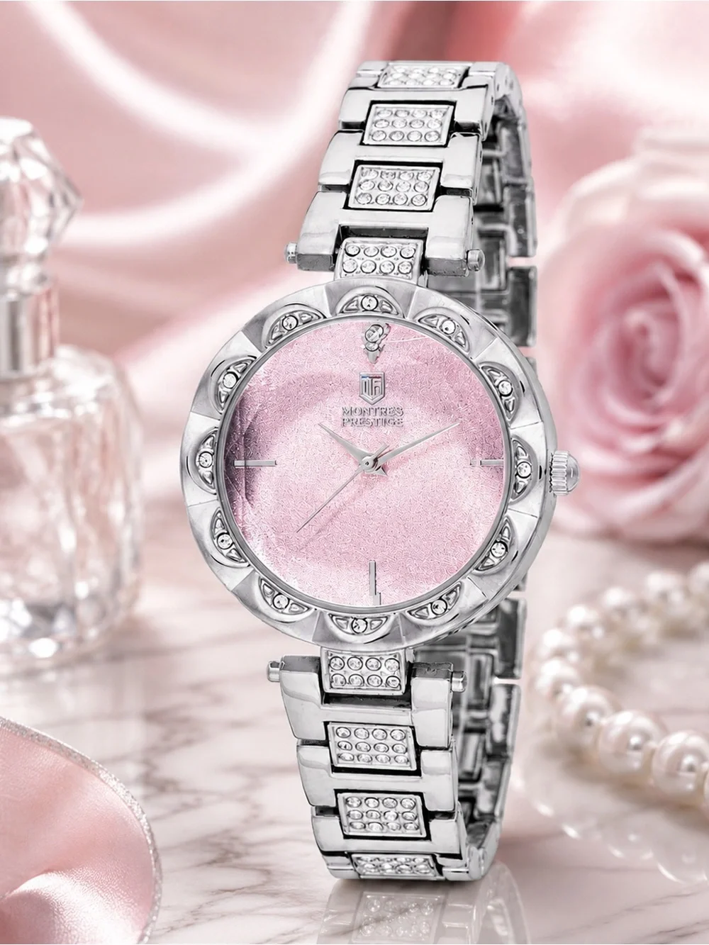 Montres Prestige X Invicta MPW-0208 Lady Steel Pink Dial Quartz Watch 33mm